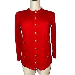 Vintage Randall Roy Women’s 100% Cashmere Cardigan Sweater size S Gold Buttons